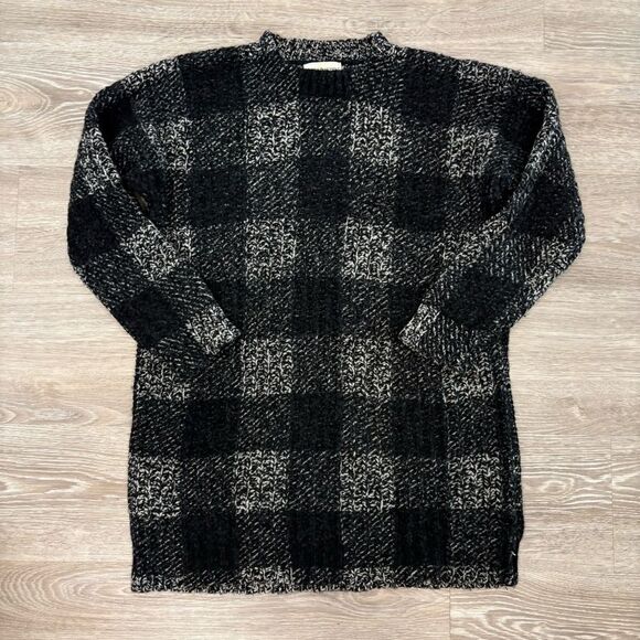 Denim & Supply Ralph Lauren Sweater Women's XS Grey Plaid 100% Wool Oversized - Picture 1 of 8